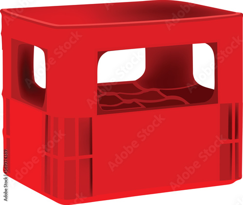 red plastic box for transporting bottles-