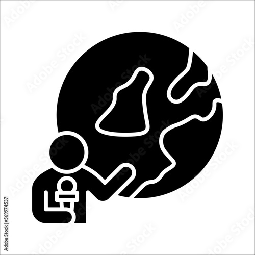 TV presenter linear icon. News reporter with microphone. Can be used for topics like news agency, report, broadcast, press conference. vector illustration