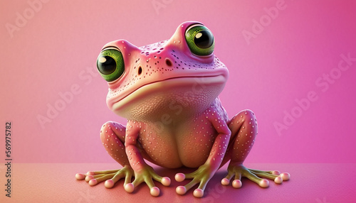 Pink Frog in studio created with Generative AI