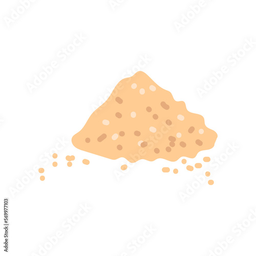 Pile of sawdust after cutting tree vector illustration. Cartoon drawing of wood cutting industry element isolated on white background. Construction, carpentry concept