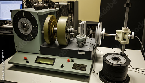 Wear and friction test setup: A photo of a machine used to measure and analyze the wear resistance and friction properties of materials and components.