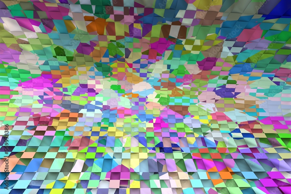 3D ILLUSTRATION RENDERING. ABSTRACT BACKGROUND SQUARE PATTERN DIMENSION OBJECT TRENDY COLORFUL GEOMETRY DISTORTED EFFECT GRAPHIC TEXTURE. PERSPECTIVE SCIENCE TECHNOLOGY PRESENTATION RANDOM DESIGN.
3D ILLUSTRATION RENDERING. ABSTRACT BACKGROUND SQUARE PATTERN DIMENSION OBJECT TRENDY COLORFUL GEOMETRY DISTORTED EFFECT GRAPHIC TEXTURE. PERSPECTIVE SCIENCE TECHNOLOGY PRESENTATION RANDOM DESIGN.