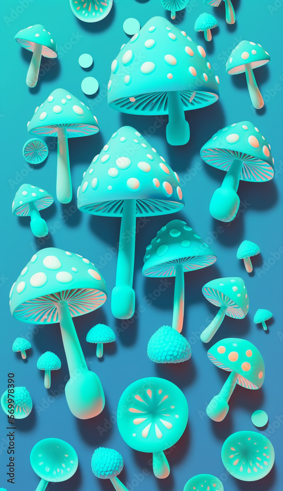 Generative ai magic mushrooms and psychedelic hallucination iridescent rainbow trippy artwork abstract Generative ai magic mushrooms and psychedelic hallucination iridescent rainbow trippy artwork abstract