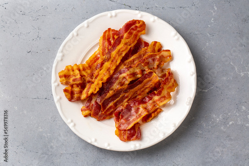 Delicious fried bacon serve...