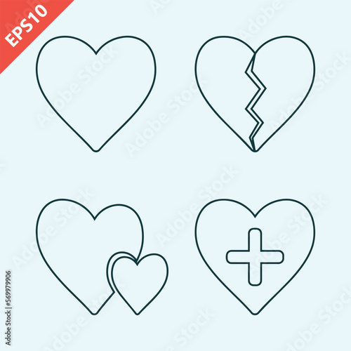 hand drawn heart symbol design vector flat isolated illustration