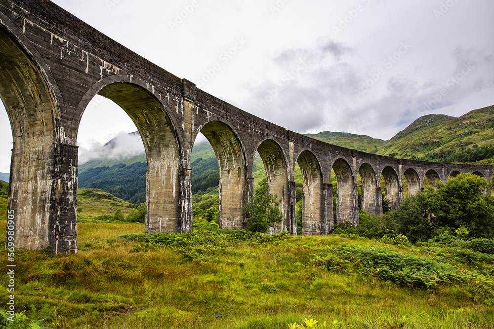 The Glenfinnan Viaduct, a famous attraction in Scotland