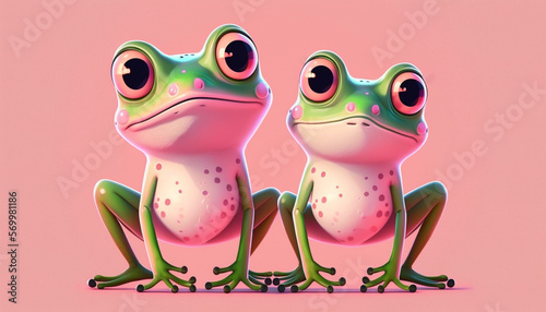 Two dancing frogs in studio created with Generative AI