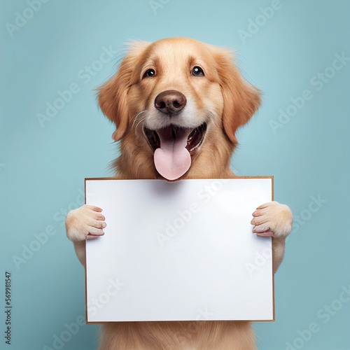 dog holding a blank sign - generated ai