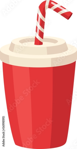 Red solo cup icon. Cartoon takeaway drink
