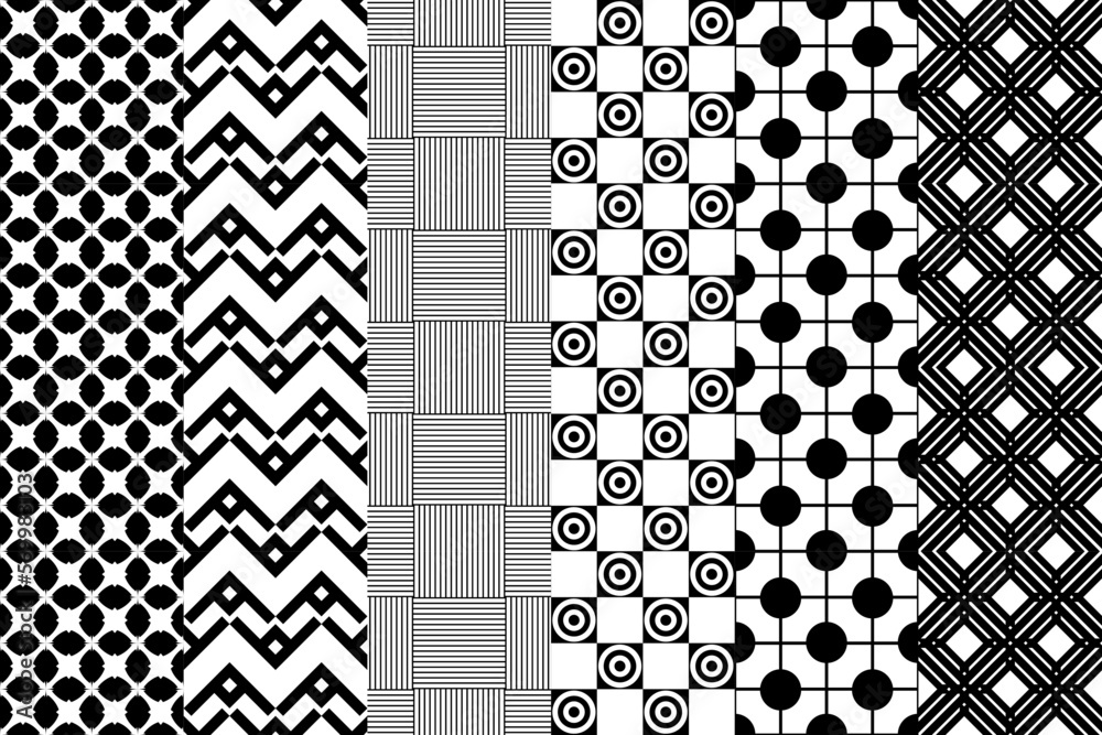 Black and white seamless background. Fashion graphics vector design. Modern background, style for fabric, wallpaper or wrapping. 