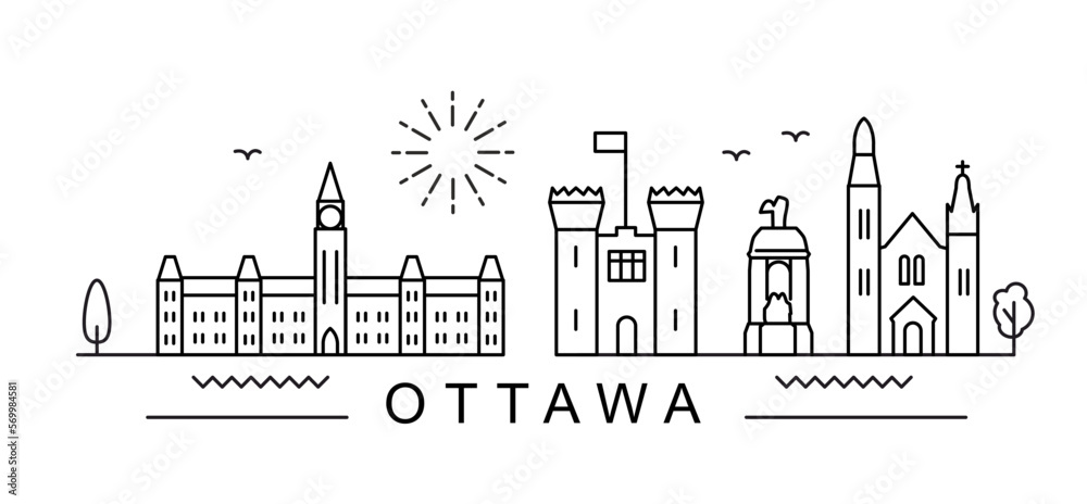 Ottawa City Line View. Poster print minimal design. Canada