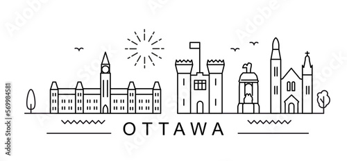 Ottawa City Line View. Poster print minimal design. Canada
