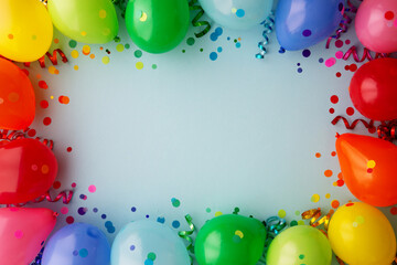 Birthday party background with border of balloons