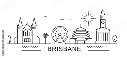 Brisbane City Line View. Poster print minimal design. Australia