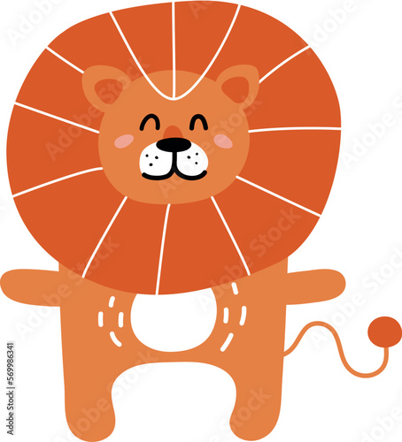 Lion in scandinavian style. Cute animal for baby print design photo