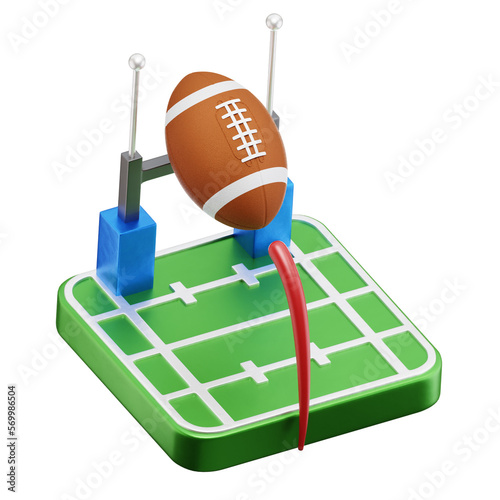 American football field super bowl 3D Icon