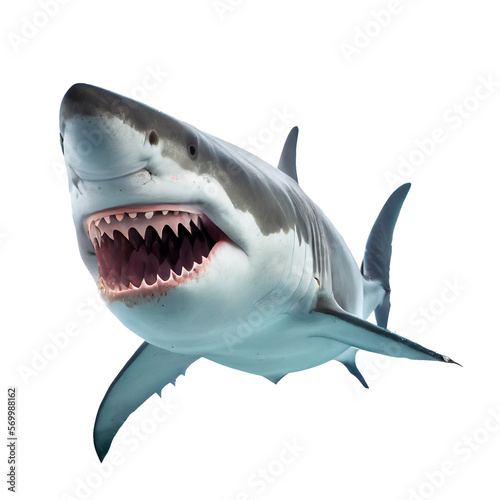 ferocious shark On a clean background. generative AI
