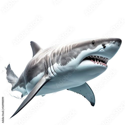 ferocious shark On a clean background. generative AI