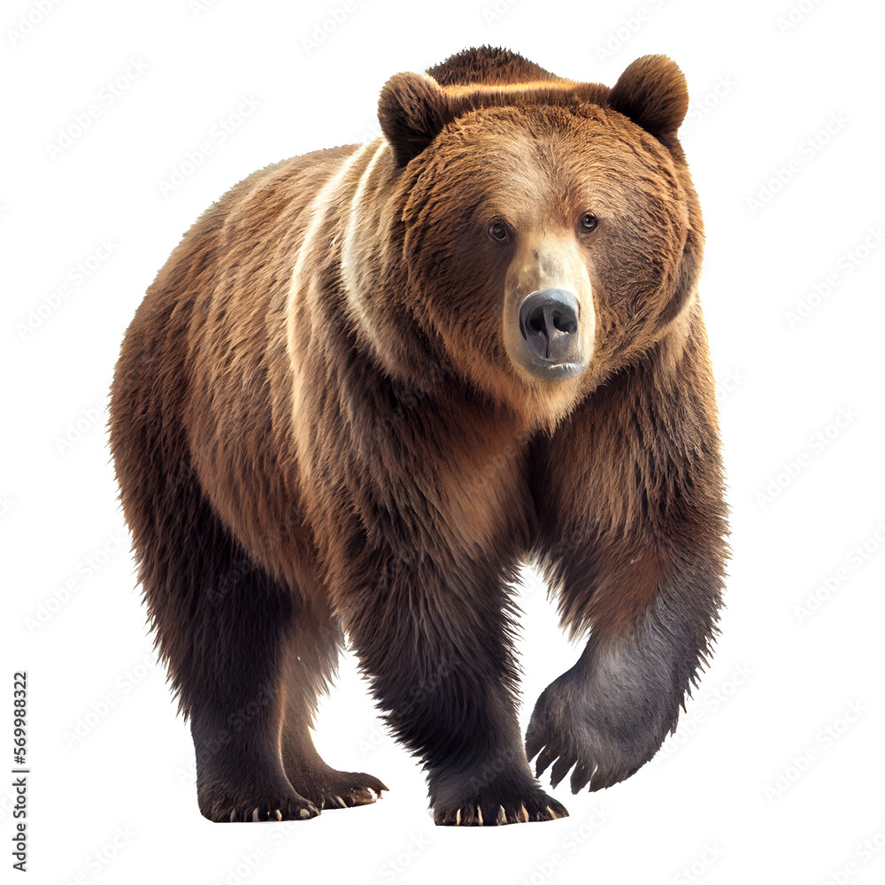 ferocious grizzly bear On a clean background. generative AI - obrazy, fototapety, plakaty 