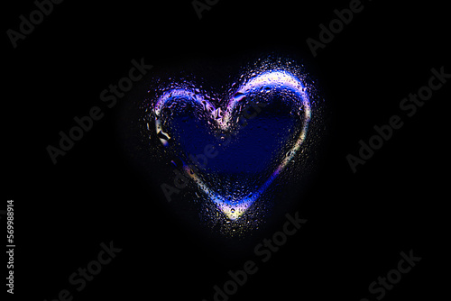 Heart silhouette on a wet glass. Decoration for valentine s day