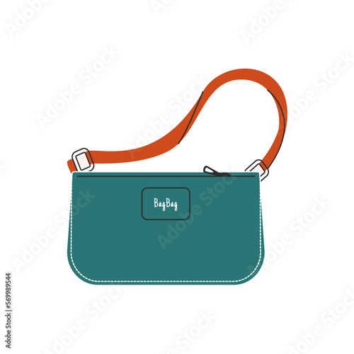 Stylish female purse. Cartoon woman handbag elegant accessory, fashionable casual crossbody bag. Vector flat illustration