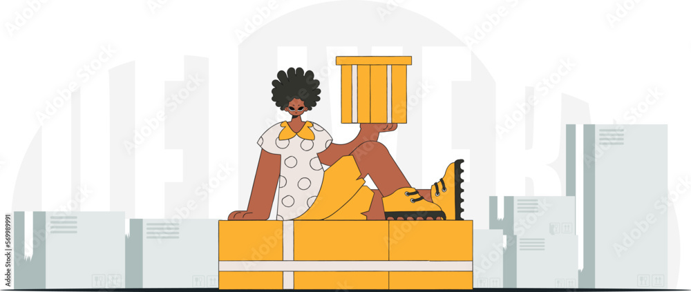 Obraz premium Delightful man holding boxes in his hands. A depiction of the transportation of packages and freight