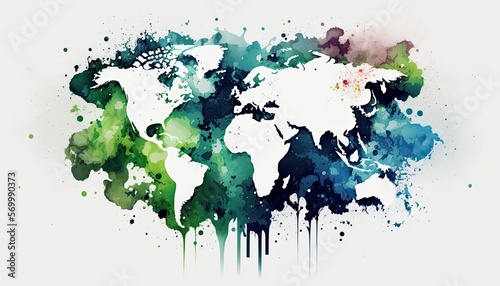 planisphere watercolor background with splashes
