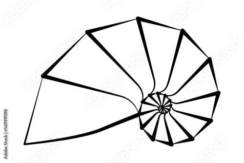 Nautilus shell symbol. Sea shell logo. Flat vector illustration
