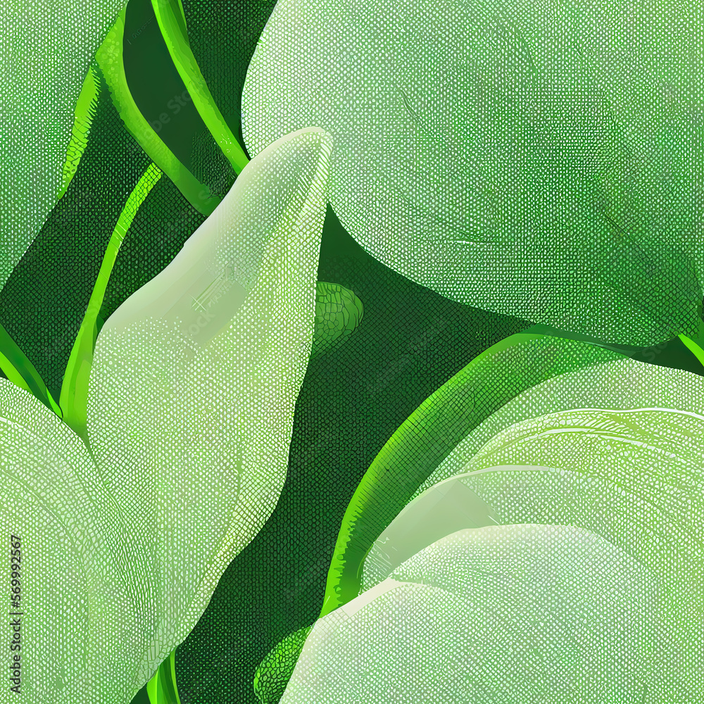 Obraz premium Petals of leaves seamless tile background, spring and green combines beauty and good mood. Generative AI.