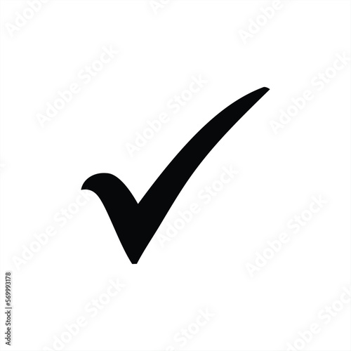 Black tick icon. Tick ​​symbol in black color, vector illustration