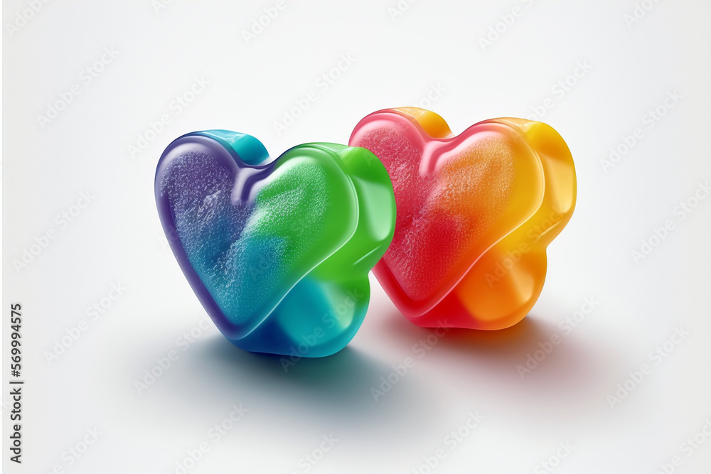 two sweet hearts in rainbow colors, Generative AI two sweet hearts in rainbow colors, Generative AI