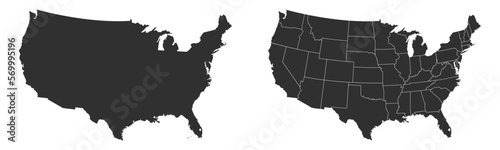 USA map. Map of the United States of America. USA map with isolated states. Stock vector