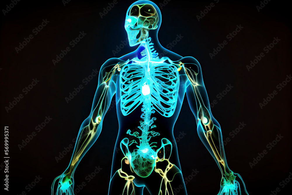 Autoimmune disease in the body glow in the dark background Autoimmune disease in the body glow in the dark background