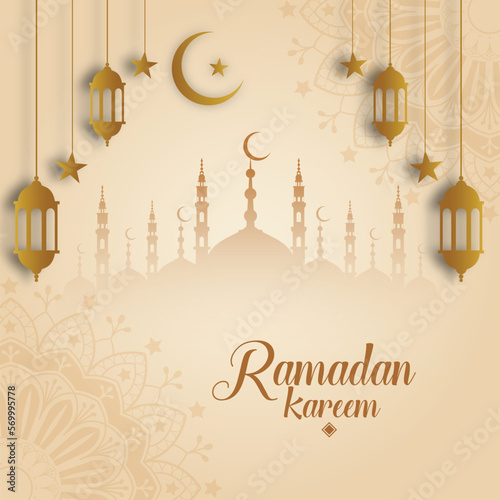 Islamic social media Ramadan Kareem illustration design.
