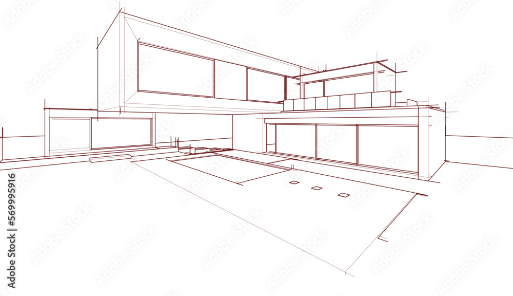 Architectural sketch of a house Architectural sketch of a house