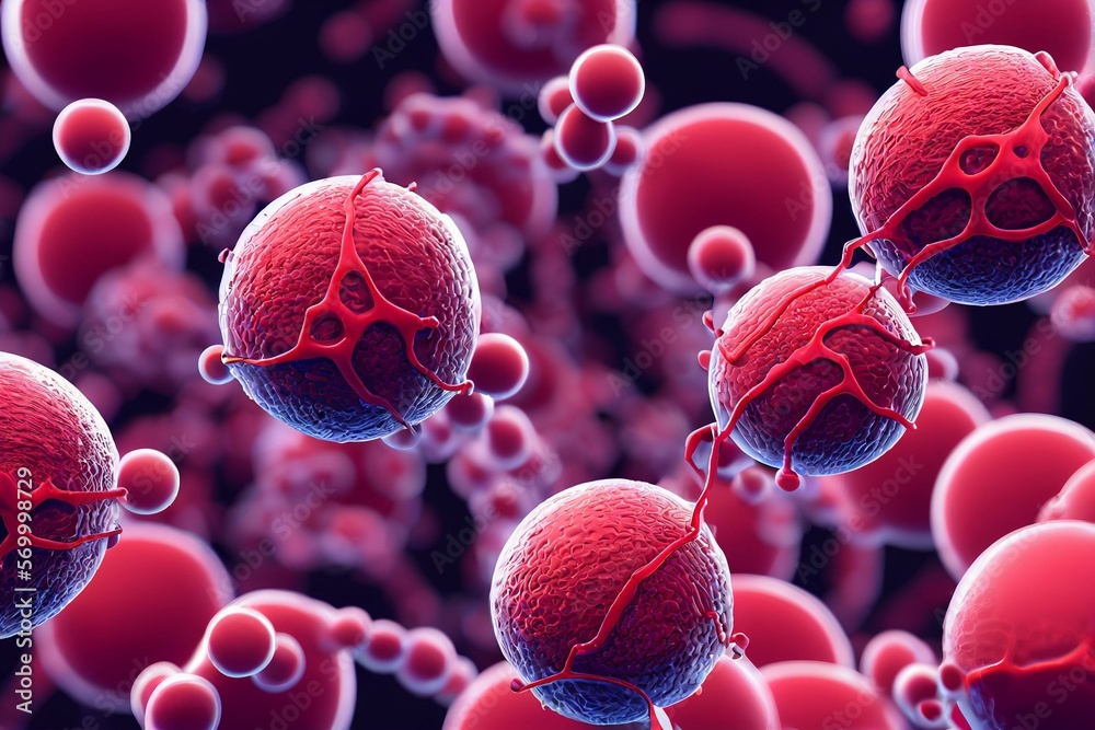 Red blood cells with oxygen molecules, oxygen rich blood, erythrocytes