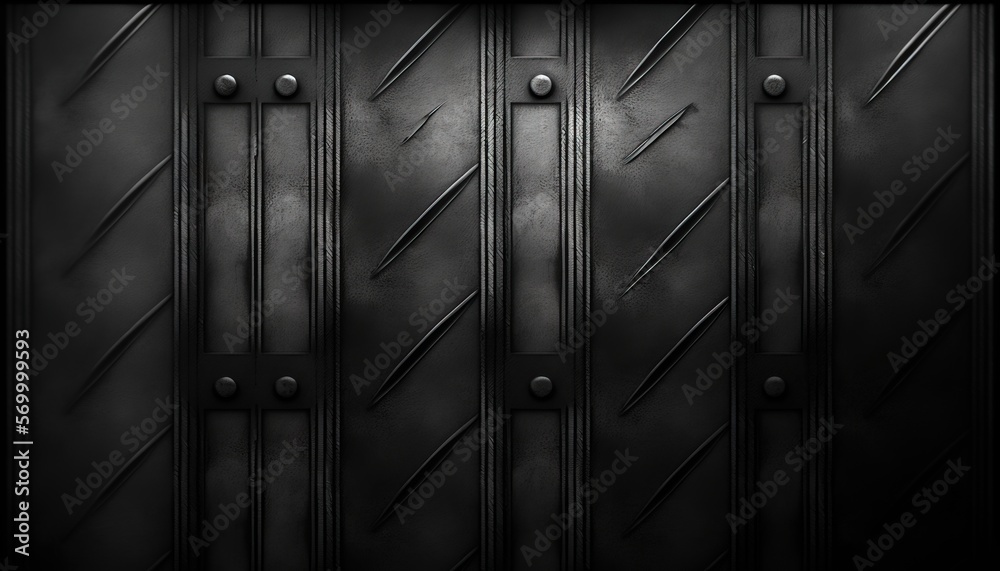 a black metal door with a cross on the front of it and a black ...
