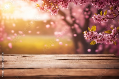 Spring banner, branches of blossoming cherry, sakura tree, generative by AI  © nishihata