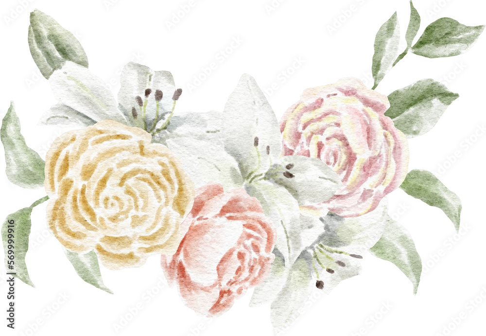 Fotografie Watercolour flower border illustration