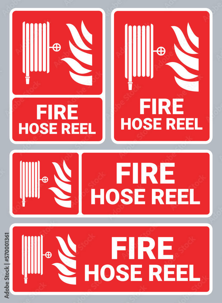 Fire Hose Reel Sign Collection Stock Vector