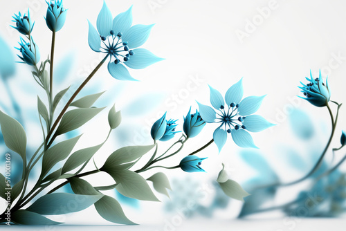 Minimalist botanical greeting card template design. Flowers composition. AI generative. © LunaLu