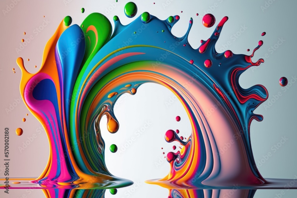 Abstract Dripping Paint  Splash Arch in all the Colours of the Rainbow - Colorful Swirl Design - Backdrop - Generative AI Illustration 