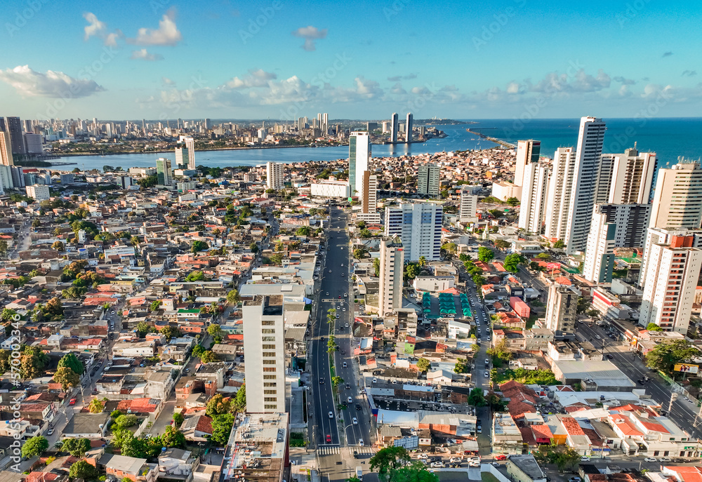 aerial photo with drone of the city of Recife in Pernambuco Brazilt