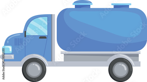 Blue tank truck cartoon icon. Milk transportation