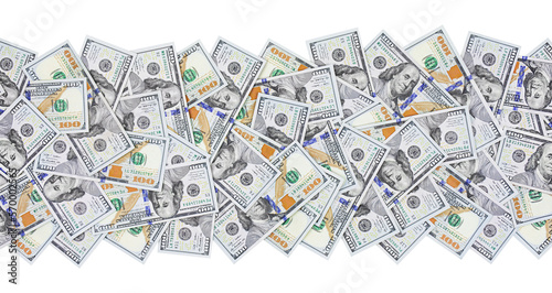 One hundred dollar bills isolated on transparent background