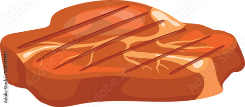 Beef steak icon. Cartoon grilled meat slice