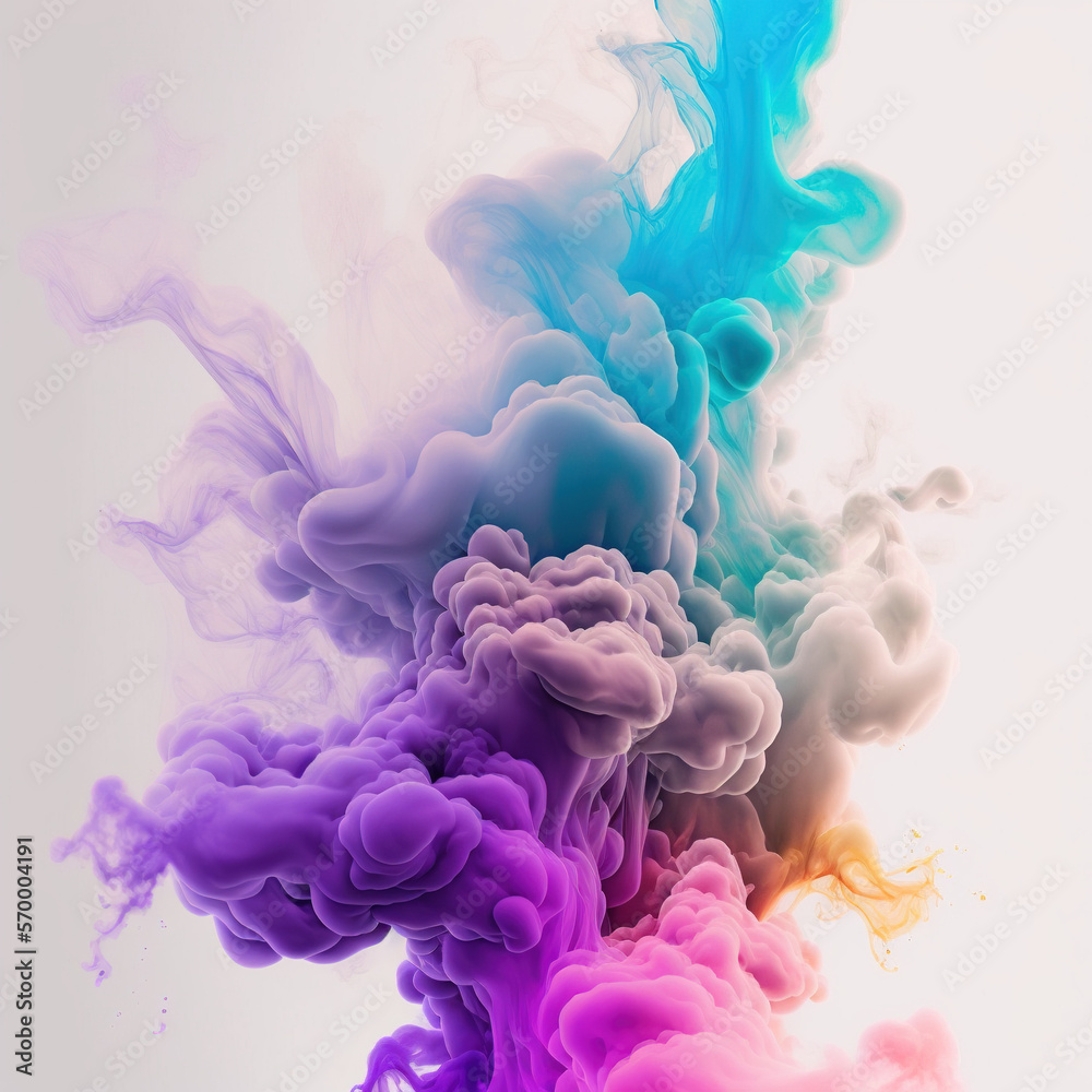 Obraz premium Multicolored smoke colors on a white isolated background. Background of smoke - generated by Generative AI