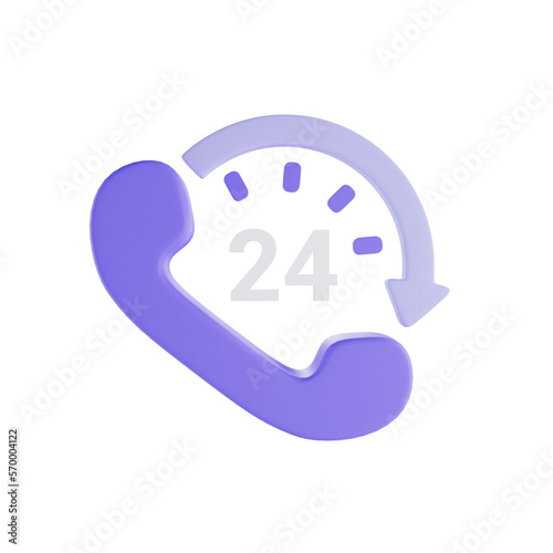 24 Hours service delivery 3D Icon
