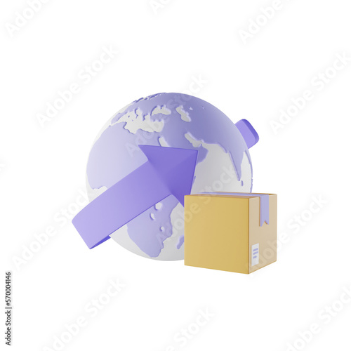 Worldwide delivery box package 3D Icon