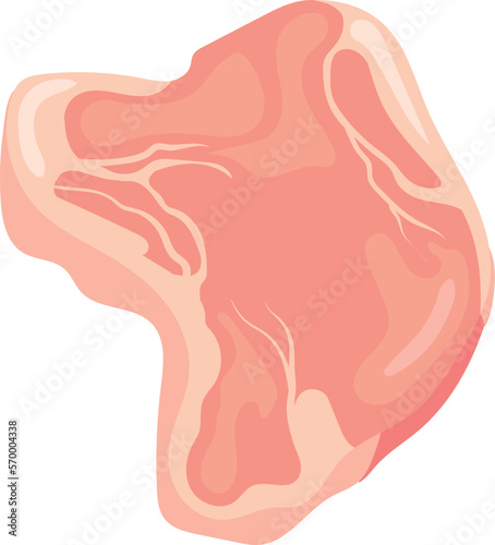 Raw pork meat. Cartoon uncooked food icon
